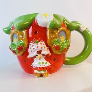 Strawberry Shortcake Mug NWT Red House Green Fruit Flowers Windows Coffee New